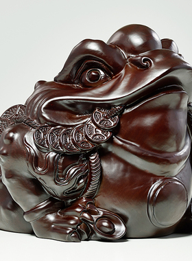 黑檀木雕金蟾招财摆件家居办公室红木三足金蝉金蟾蜍实木质工艺品