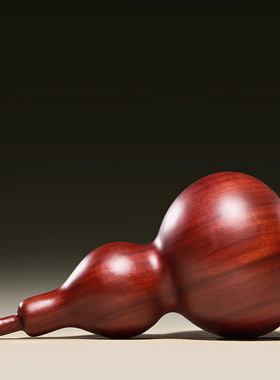 红花梨木雕福禄葫芦摆件客厅玄关实木质家居装饰品红木雕刻工艺品