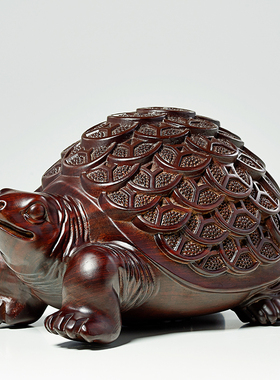 黑檀木雕金钱龟摆件实木乌龟家居客厅玄关装饰工艺品开业乔迁送礼