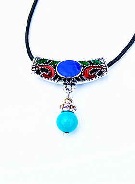 原创新款民族风项链烤蓝手工DIY