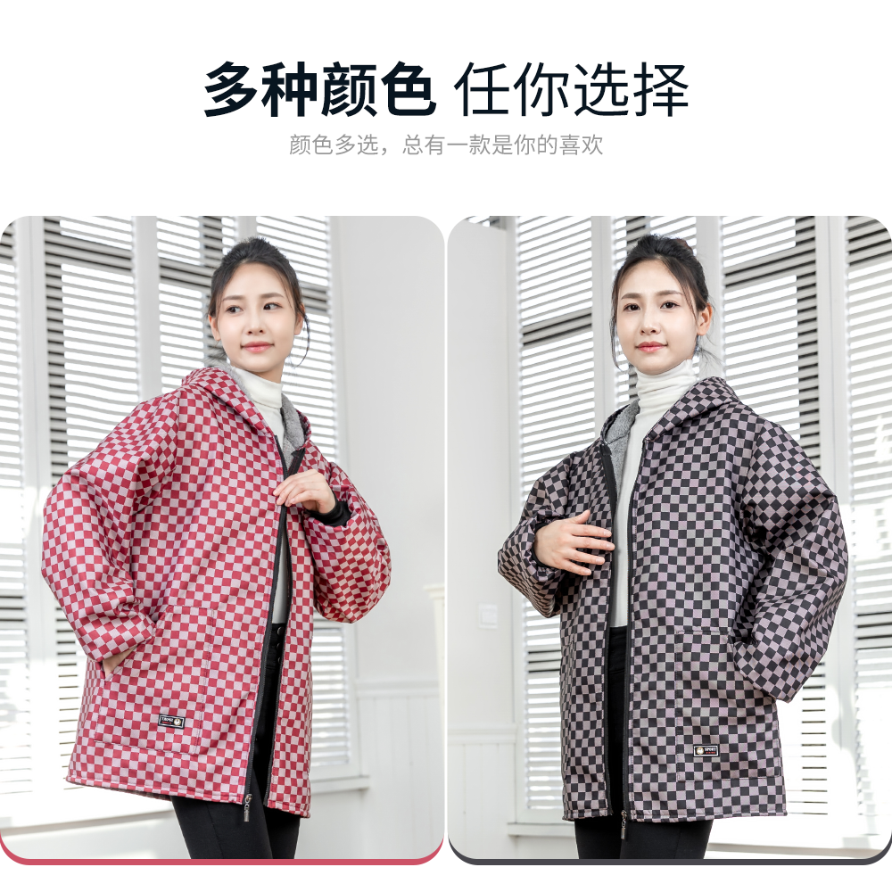外穿时尚加绒保暖罩衣女长袖防水定制家用厨房围裙大褂工作服保暖,淘宝优惠券,粉丝福利购,淘宝优惠卷