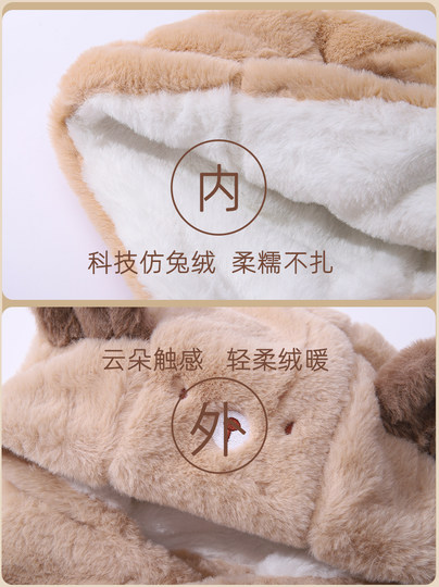 儿童帽子秋冬季男女童户外骑行防风面罩护耳套头帽宝宝围巾一体帽