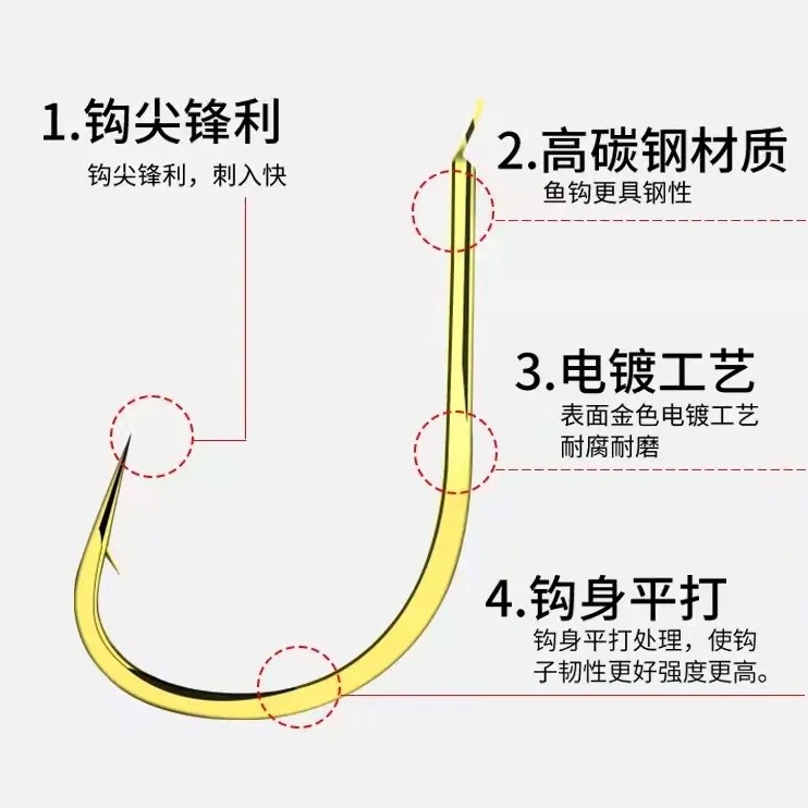 正品金海夕进口散装细条日本筏钓海夕溪流有无倒刺鲤鱼鲫鱼钩垂钓 - 图1