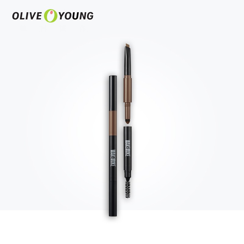oliveyoung欧利芙洋旗舰店WAKE MAKE/唯可魅三头自然塑形眉笔女不晕染带眉刷眉粉三合一韩国0