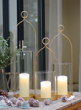 复古户外铁艺手提样板房玻璃风灯