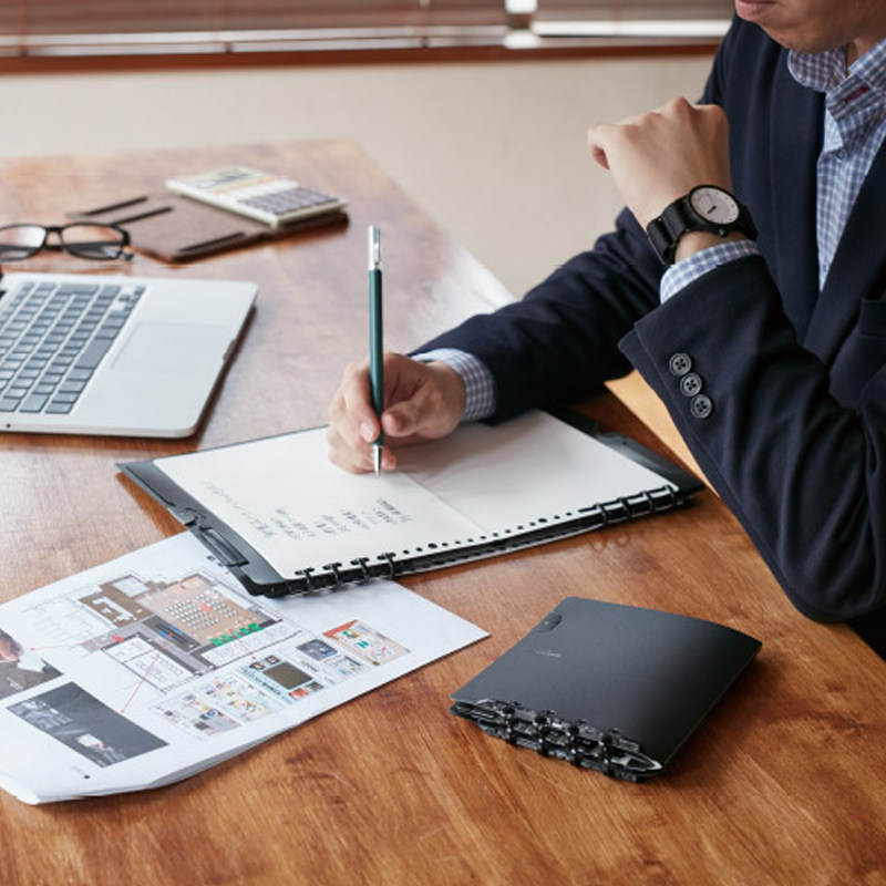 日本KING JIM锦宫COMPACK NOTE对折式B5活页本便携轻薄彩色软皮外壳可对折A4活页本 A5方格内页磨砂透明封面 - 图2