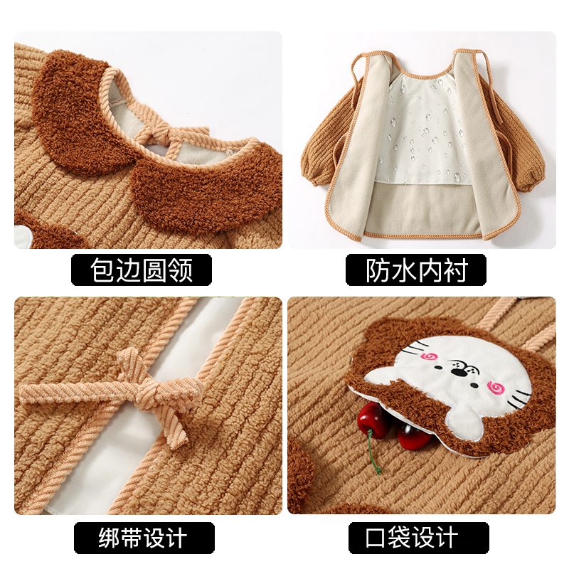 Baby smock, autumn and winter long-sleeved children's bib, waterproof and anti-dirty, baby boy and girl eating, baby outer wear, foreign style reverse dressing