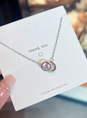 新款同心圈项链甜酷风简约轻奢小众设计感爆款锁骨链钛钢饰品