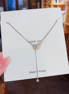 韩国小众轻奢吊坠珍珠项链不掉色女夏季饰品气质百搭钛钢锁骨链