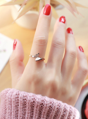 简约双层磨砂戒指女个性时尚不掉色网红指环情侣对戒手饰