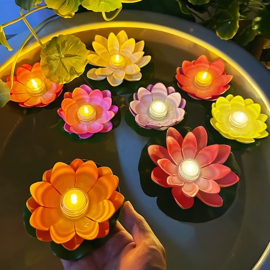 新款荷花莲花灯发光更持久可循环使用户外水上装饰中秋河灯许愿灯
