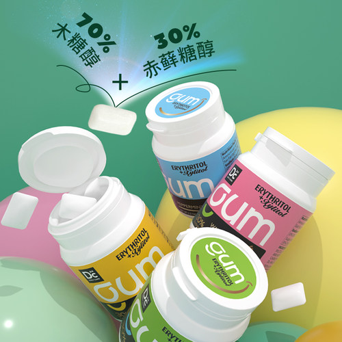 悦醒DC24木糖醇无糖口香糖60粒瓶赤藓糖醇无阿斯巴糖果薄荷水果味 - 图2