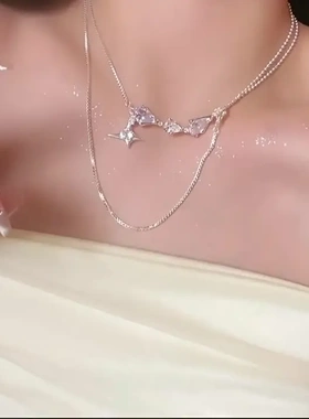 2025年新款璀璨星河锆石钛钢项链女轻奢小众设计感锁骨链甜酷风