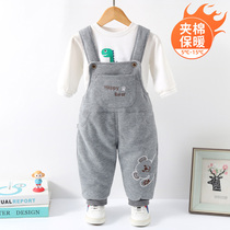 Baby braces cotton trousers clip cotton winter outside wearing childrens autumn clothes thickened one-year-old boy thin cotton baby back with pants autumn and winter