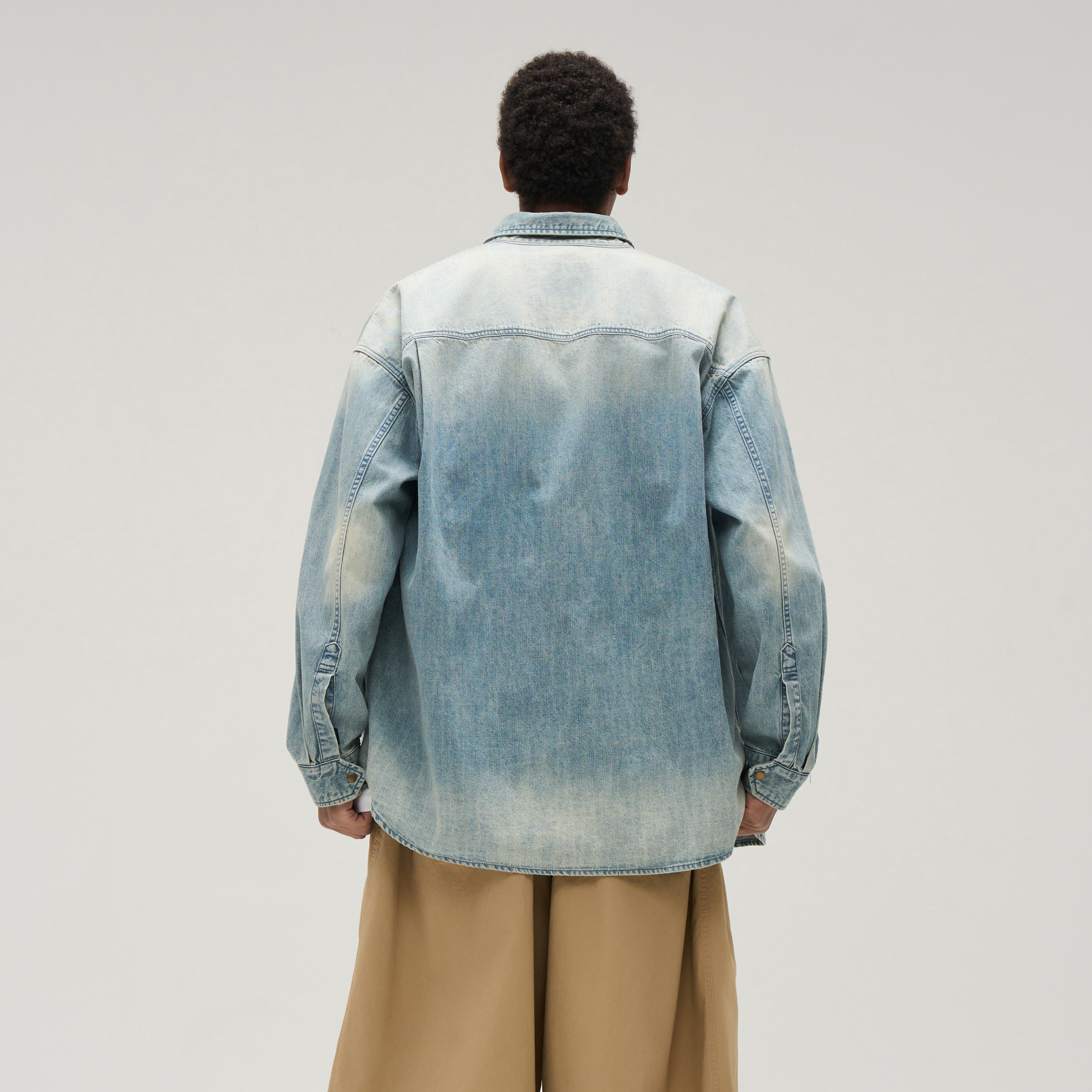 TIRES 25SS 日系复古洗水牛仔衬衫 宽松做旧薄款衬衣休闲夹克男女,淘宝优惠券,粉丝福利购,淘宝优惠卷