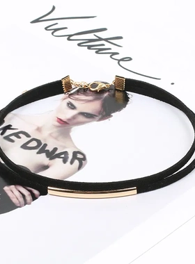 多层韩国绒颈链 弧形choker双层项链项圈 哥特式黑色朋克饰品