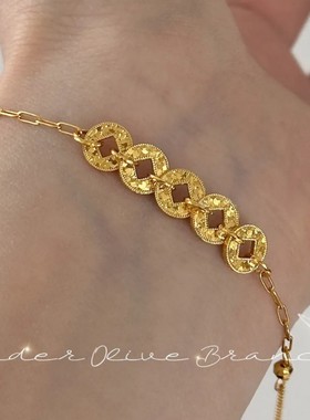 银国潮碎碎冰流苏锁骨链环环相扣吊坠925项链女五帝钱币纯新中式