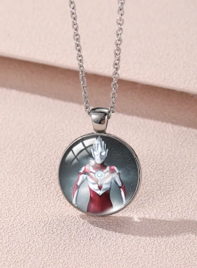 跨境奥特曼迪迦项链吊坠儿童小孩子毛衣链盖伦赛亚奥特曼饰品