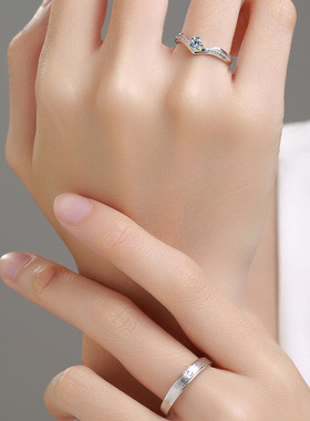 戒指送礼饰小众设计百搭情侣款纯对戒源头工厂简约大气银925银