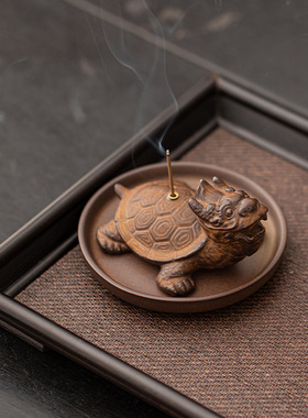 龙龟线香插圆托盘配套家居禅意陶瓷线香炉办公室茶桌茶道配件摆件