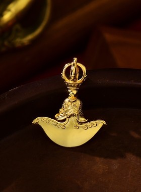 s925银罗睺钺刀镀金藏传密宗做旧吊坠饰品星月菩提挂坠文玩配饰