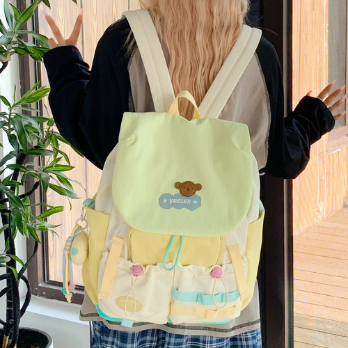 中点日系高颜值翻盖书包小学生可爱研学背包多巴胺女大学生双肩包 - 图1
