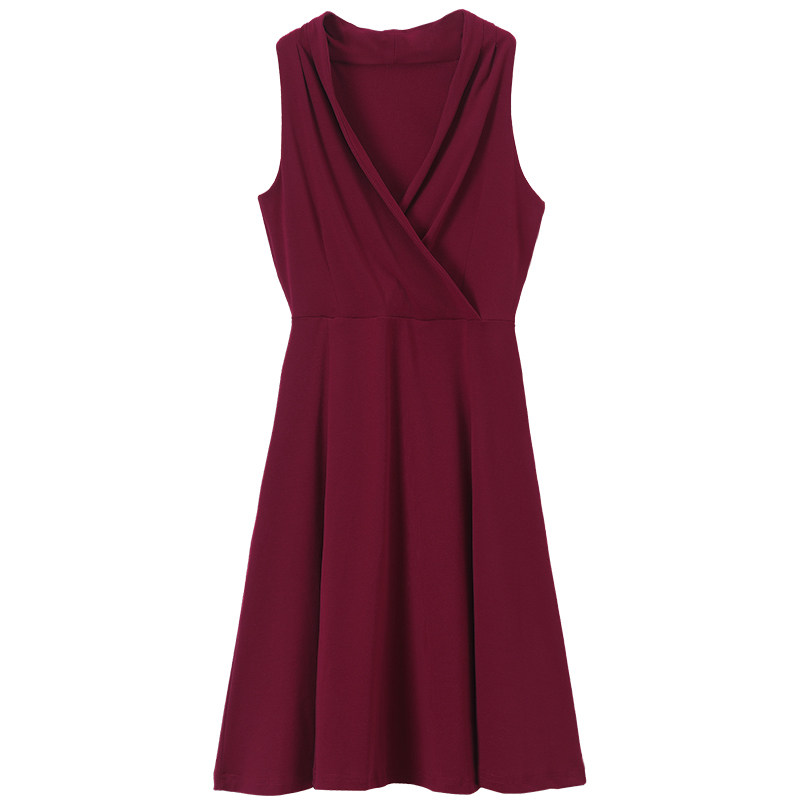 赫本风v领无袖性感女夏收腰连衣裙 蕾莎娅连衣裙