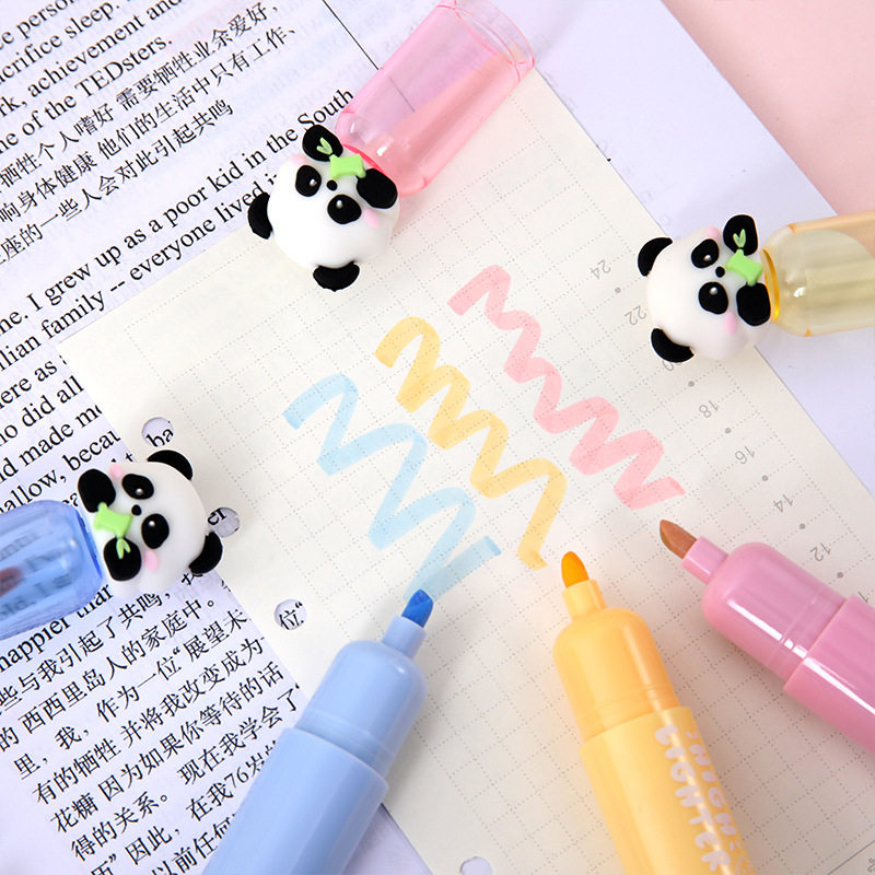 Cute cartoon panda highlighter for good-looking primary school students