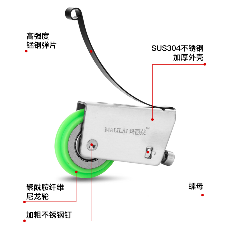 推拉门滑轮移门衣柜滑轮下轮移门不锈钢橱柜玻璃门卫生间凹凸滚轮 - 图2