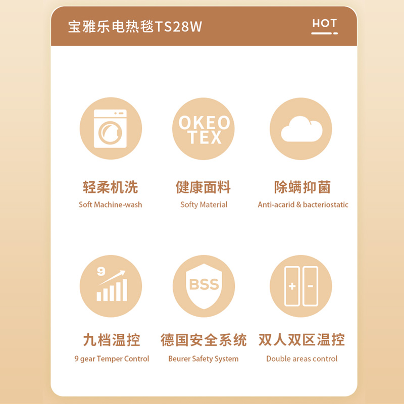 beurer宝雅乐电热毯单人双人双控调温电褥子家用安全可水洗礼盒款 - 图1