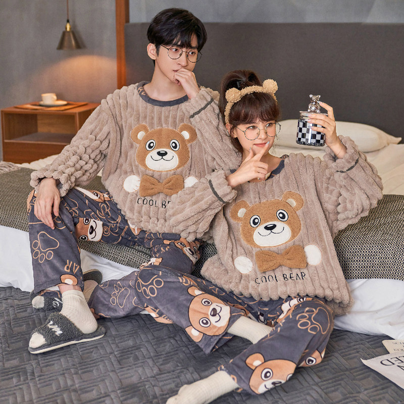 秋冬季珊瑚绒情侣睡衣加厚加绒保暖法兰绒冬男女家居服套装加大码,淘宝优惠券,粉丝福利购,淘宝优惠卷