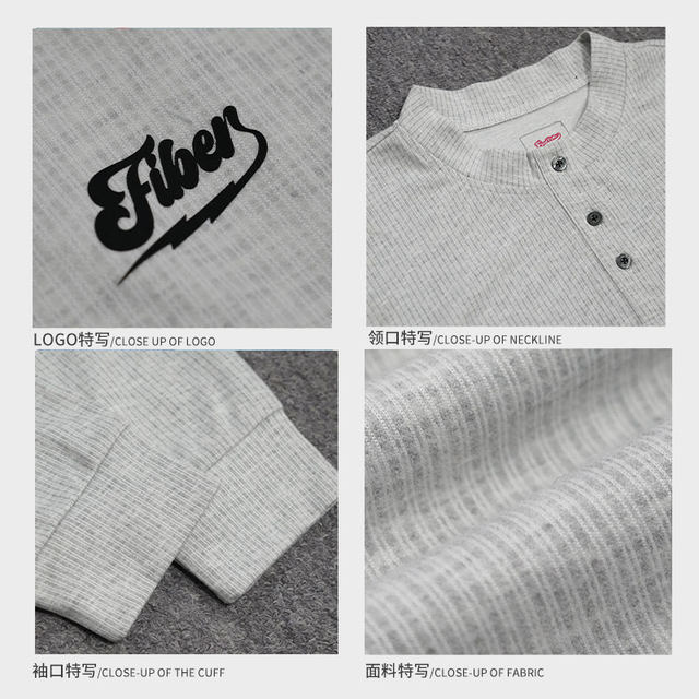 FINDBETTER ເສື້ອຢືດ henley ແຂນຍາວອາເມລິກາດູໃບໄມ້ລົ່ນ
