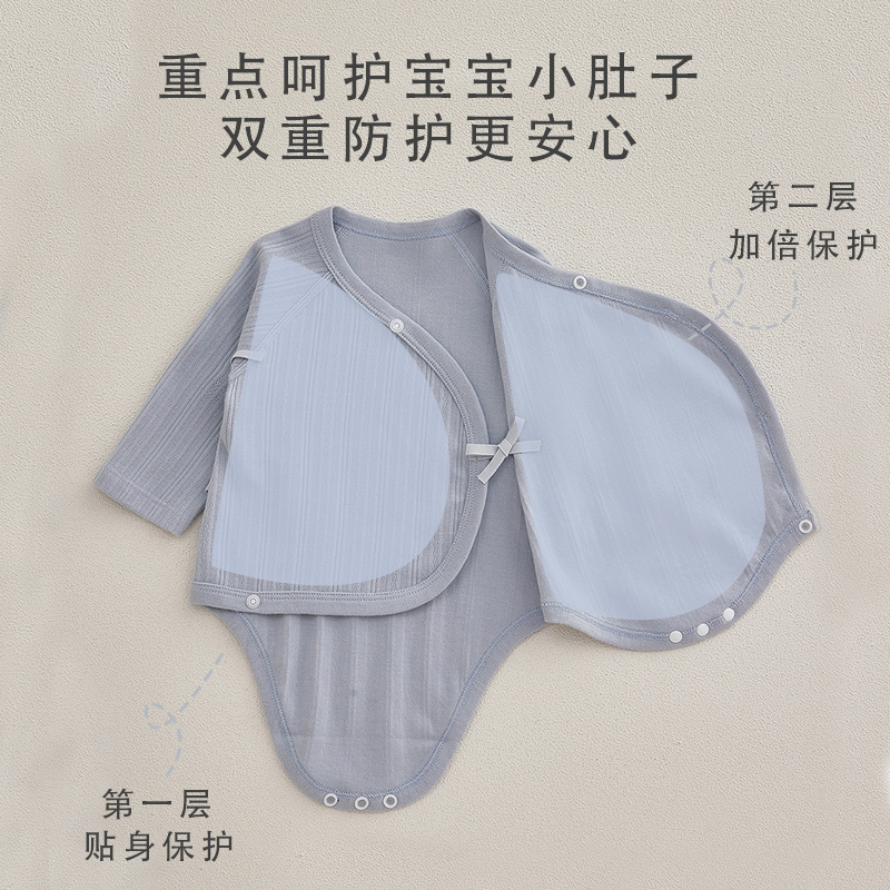 0-1岁新生婴幼儿纯棉包屁衣A类无骨初生宝宝三角爬服连身哈衣胎帽 - 图2