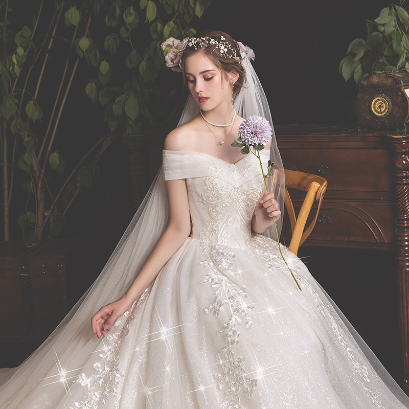一字肩婚纱2020新款新娘气质豪华女 繁佑婚纱