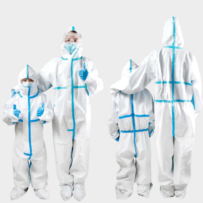 医用一次性防护服蓝条隔离衣连体全身防疫医疗医护专用坐火车飞机_虎窝淘