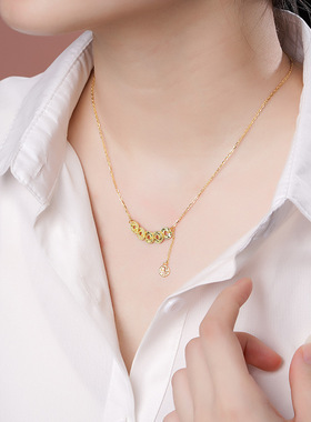 老凤祥碎冰冰五帝钱项链女S925