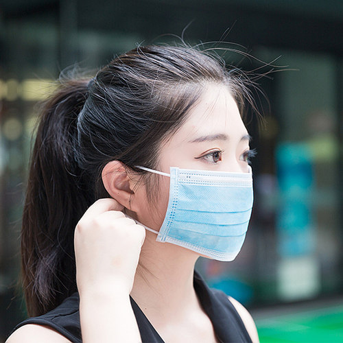 粉色口罩一次性三层防护单独立包装秋冬厚款成人白色防尘透气50只 - 图2