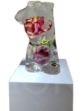 透明摆件铂晶花朵工艺品