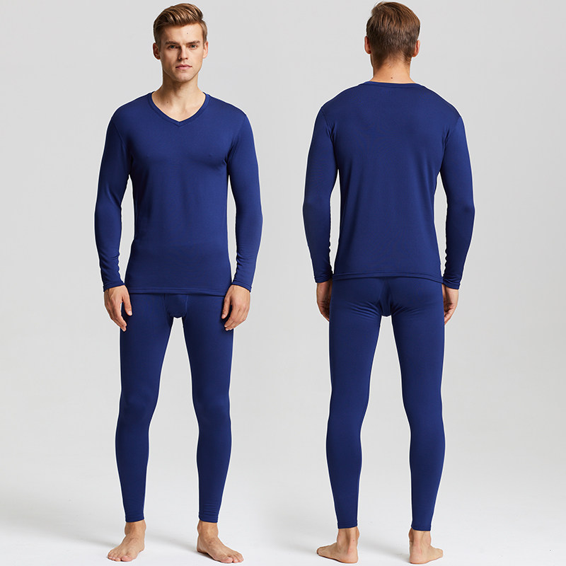 男士保暖无痕发热加绒紧身棉毛衫 狼语内衣保暖套装