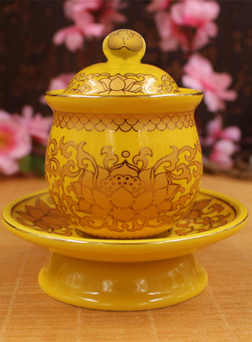 贡品盘套装佛堂花瓶陶瓷插香炉