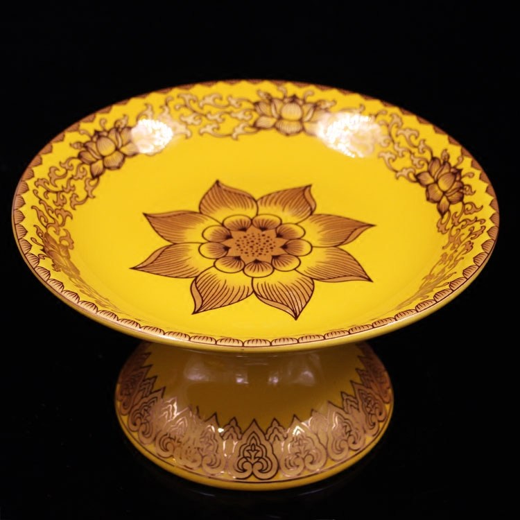 佛用品帝皇真金莲花供果盘陶瓷供盘供杯供佛香炉净水瓶佛具套装,淘宝优惠券,粉丝福利购,淘宝优惠卷