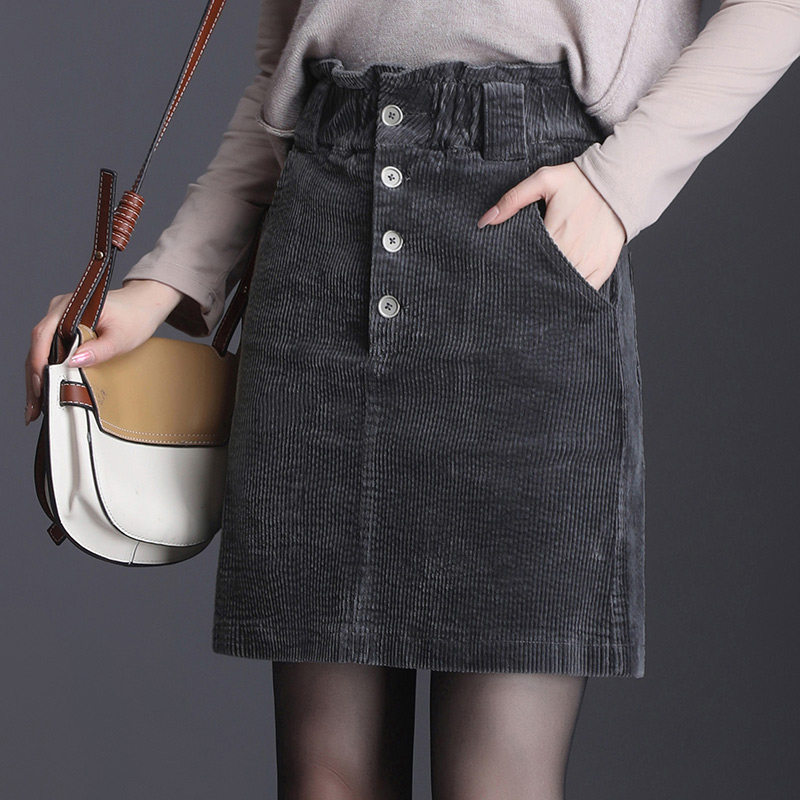 灯芯绒女裤秋冬2020新款高腰半身裙 卡吉鹿服饰半身裙