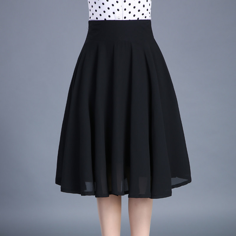 雪纺中长款夏季新款a字裙半身裙 卡吉鹿服饰半身裙