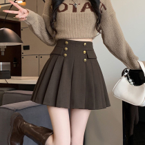 Retro platoon hairstyle Skirt Half Body Skirt Woman Autumn Winter High Waist Display Slim a character Peppa dress Korean version Temperament Academy Wind Halfskirt