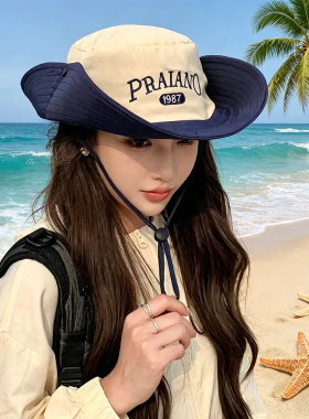 夏季西部辣妹大檐防晒牛仔渔夫帽