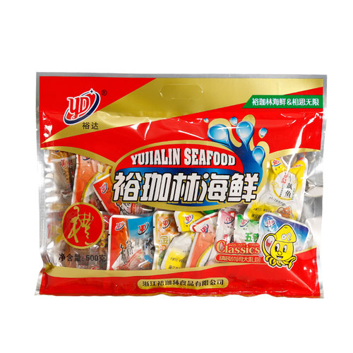 舟山特产裕达海鲜荟萃大礼包500g零食即食小吃小黄鱼鱿鱼仔香辣味 - 图3