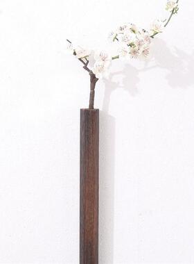 烧桐木实木壁挂花插日式创意水培插花器客厅艺术干花摆件花瓶萍