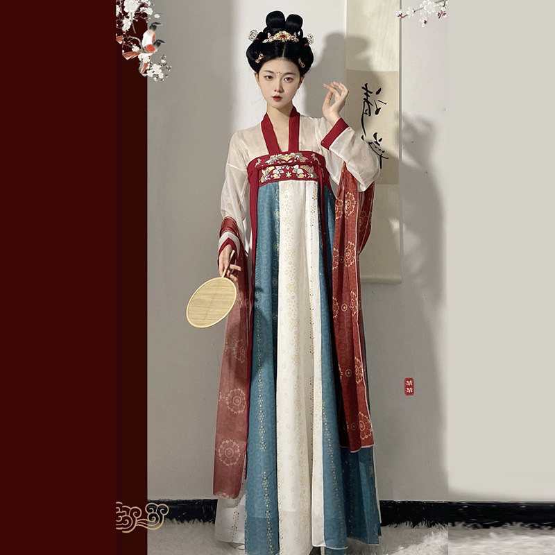 夜子溪【金陵春】原创正品汉服女唐制复原齐胸襦裙破裙春款_虎窝淘