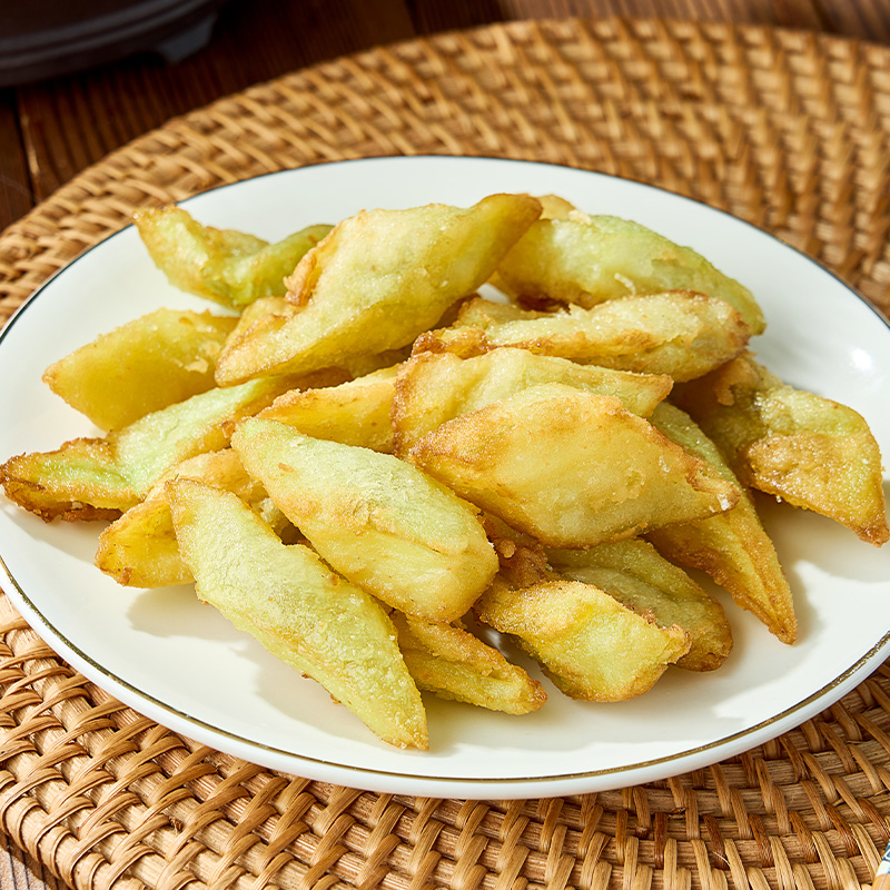 10盒整箱冰川茄子油炸小吃裹粉拔丝脆皮茄子块酒店速冻半成品商用 - 图1