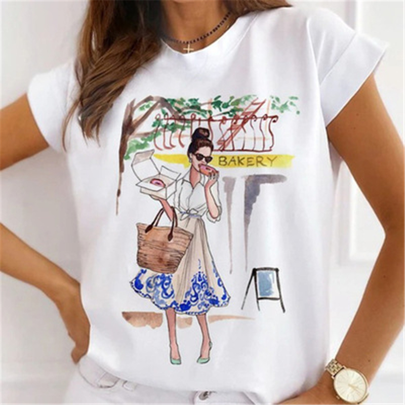 Paris Eiffel Tower T Shirt 时尚巴黎系列印花女士休闲闺蜜T恤 - 图1